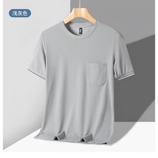 涼感口袋T恤 速乾透氣 尺寸M-XXXL, 淺灰,3XL