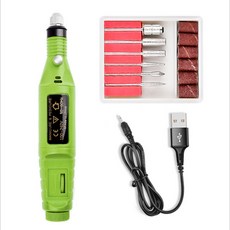 美甲打磨機美甲機工具迷你電動筆式磨甲器卸甲機指甲拋光機, 1個, USB-綠色(紙盒裝):如圖