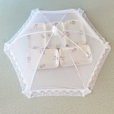 折疊餐桌罩 剩菜防蟲蓋 飯菜罩子5, 1個, 白色圓形直徑50