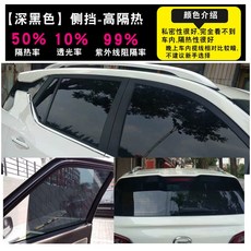【台灣發貨】客製化汽車窗貼 隔熱紙 隔熱膜 隔熱單嚮膜 節能靜電隔熱膜 夏季汽車側窗車窗貼 車身 後擋 前擋 隔熱膜, 高隔熱-深黑色【4車窗+後檔】轎車