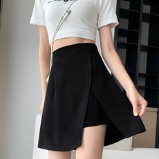 IFaith 休閒A字裙 半身裙 褲裙 大碼 不規則防走光 高腰裙 開衩裙 短裙 S0019