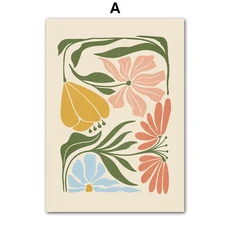 Abstract Flower Market Peony Daisy Leaves Wall Art Canvas Painting Vintage Posters And Prints Pictur, 06 50X70 cm No Framed, 07 A