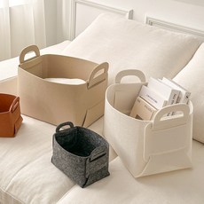 KOUJI 叩吉好物 折疊毛氈籃，簡約風收納籃，可折疊不佔空間，居家收納好幫手, 栗棕, 1個