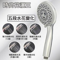 派樂 五段式增壓蓮蓬頭 大面積SPA按摩沐浴花灑, 1個, 單賣 替換濾芯6顆