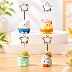 사무실 책상 메모 꽂이 메시지 홀더 귀여운 동물 세트, 메모 꽂이 캐릭터 4종, 1세트, 1개
