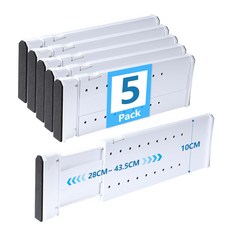 서랍장용 칸막이 서랍 정리 칸막이 세트, 5개, 화이트