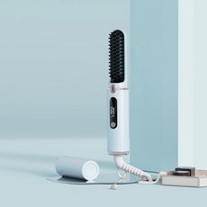 전기빗 브러쉬 스트레이트 유선 타입 충전식 스타일러, 기본 색상, 플러그인 블루