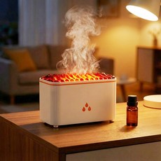 THOUSTA 벽난로식 무드등 무소음 미니 가정용 탁상용 초음파 가습기, 화이트, X02-2