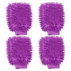 [4개 묶음]초극세사 (청소 장갑 B타입 -4P) 양면 극세사 세차 먼지 제거 유리 창 셔닐 타올 손 걸레 타월, 4개, 바이올렛