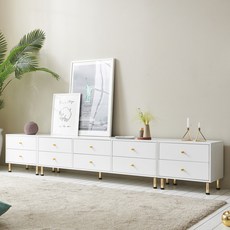 파로미 TV 2단 서랍 거실장 2700 티비다이 세트, 화이트