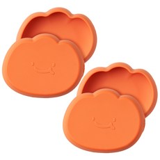 잼먹 실리콘 이유식 흡착볼, 오렌지, 2개