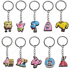 파티 선물 슬랩 풍선 식기 접시 어린이 팔찌 테이블보 장식 스폰지밥 가방 용품, 10pcs Key Chain