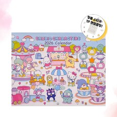 마케시 2026년 산리오굿즈 산리오친구들 벽달력 벽걸이캘린더 일본정품, 1개, 믹스