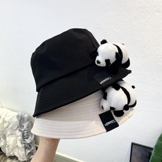 판다 인형 버킷햇 남녀공용 코튼 벙거지모자 햇빛가리개 여름모자 데일리 버키햇