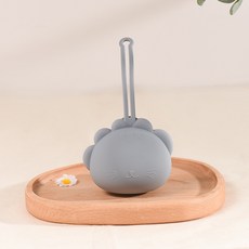 奶嘴儲存包 奶嘴收納 可擕式掛繩矽膠奶嘴收納袋 寶寶牙膠玩具收納, 灰藍色獅子收納盒, 1個