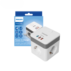 필립스 고용량 파워 큐브 멀티탭 3구 USB C타입 A타입, 화이트 CHP5700WA, 1개, 2m