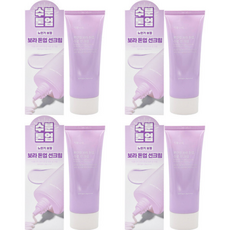 식물나라 뽀얀쌀 보라 톤업 수분 선크림 노란기보정 베이스 톤업선 봄, 100ml, 4개