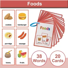 몬테소리 어린이 영어 단어 용품 교실 카드 조기 유치원 교육 교사 학습 어휘 보조, Foods 20Pcs