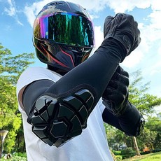 桃園出貨 夏季冰袖摩托車騎行袖套護肘護臂袖子機車防摔護具男女防曬冷感薄, 1個, 冰袖一對【加透氣網+防滑+硅膠護墊】,均碼