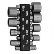 전동드릴 육각비트 복스알 세트 1/4인치 9종 임팩 소켓비트, 1세트, 9종 (5~13mm)