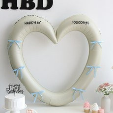 홀릭 하트 프레임 풍선(자유레터링) 세트 기념일 프로포즈 포토존, 1개, 01.하트크림 리본블루