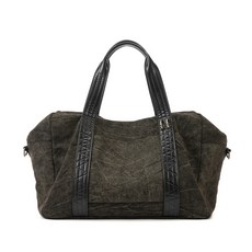 黑田矢衛「紋納」帆布短途旅行袋，斜挎包，背包，健身包，大容量手提行李收納包，男女適用, 1個, 苔岩褐