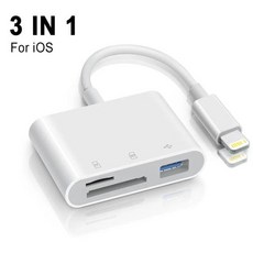 OTG SD TF 카드 리더 애플 아이폰 16 15 14 13 12 11 프로 맥스 아이패드 USB C 어댑터 삼성용 C타입 카메라 컨버터 3 인 1, 3 IN 1For iOS, 1개
