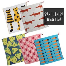 소확행몰 shmily 캐릭터 순면 키친타올 면행주 주방수건, 1세트, 5개구성