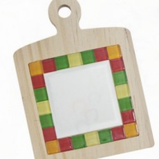 손잡이 원목 무지 타일 컵받침 제작