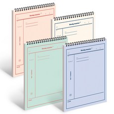 MUNID 活頁上翻 7.5mm 康乃爾橫線筆記本 4種套組, 象牙白+橘色+綠色+藍色, 1套