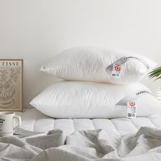 1+1 Hotel-Style Oeko-Tex Certified Micro M2 Pillow Non-Fluorescent Anti-Dust 연질 구름 베개솜, 화이트, 1개