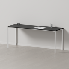 다가구 페르마타 스탠다드 1800 x 600 컴퓨터책상, 블랙+블랙(상판):아이보리(프레임)