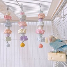 鸚鵡磨牙補鈣礦物掛飾 寵物鳥籠配件, 1個, 鈣奶串串,1個裝