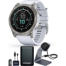 러닝 워치 마라톤 방수 아웃도어 Garmin epix Gen 2 Pro 사파이어 에디션 51mm 티타늄/화이트스톤 | AMOLED 디스플레이 고성능 스마트워치 고급 교육, Pro Power Bundle, 51mm - Sapphire - Titanium/Whi, 1개