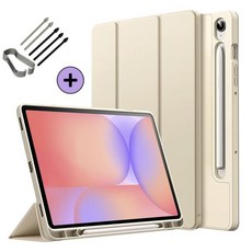 케이스나라 갤럭시탭 S10 Lite 라이트 호환 S펜슬 수납 케이스 보호 북커버 SM-X400 X406N, 아이보리크림, 1개 아이보리크림, 1개
