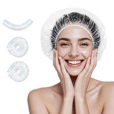 일회용 샤워 캡 여성 남성용 100PCS 두꺼운 방수 플라스틱 헤어 목욕 가정용 여행 호텔 스파 및 솔론용 엘라스틱 대형