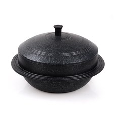 키친아트 전통 가마솥 양면 마블 코팅 통주물 솥, 1개, 블랙, 24cm