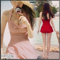 台灣尚勇 水母衣 潛水衣 浮潛 游泳 玩水 泡溫泉 泳衣 女連身 顯瘦遮肚 泳裝 加大碼裙式【2A092Y995】, 粉-XL