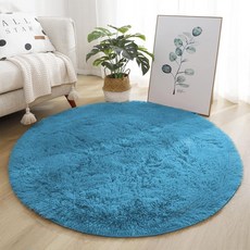 Lifup 부드럽고 푹신한 원형 러그 아늑하고 아늑하며 섀기 원형 카펫 거실 침실 홈 데코 로열 블루 6.1m(2피트), 24" (Round)