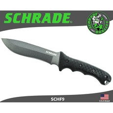 美國Schrade經典直刀6mm厚Full Tang一體成型1095高碳鋼16公分刀長附尼龍刀袋 台灣製造【SCHF9】, 1個, 黑色