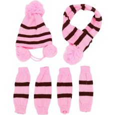 POPETPOP 강아지 따뜻한 스카프 모자 세트 작은 반려동물을 위한 니트 겨울 액세서리 아늑한 야외 사진 촬영 여행 코스튬