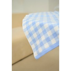 MYUMYU 沐慕家居 紗布浴巾 超吸水100%純棉浴巾 台灣24H出貨 奶茶格子毛巾, 1個, 藍色