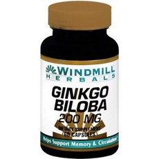 윈드밀 허벌스 은행나무 빌로바 200mg 캡슐 60캡슐 Windmill Herbals Ginkgo Biloba 200 mg Capsules 60 Capsules, 60정, 1개