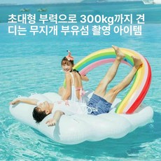 에스앤씨 튜브 감성 테마파크 안전 물놀이 바다 성인, 1개, 화이트 레인보우 발 펌프 포함