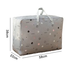 加厚耐磨棉被收納袋 防塵防潮換季衣物整理箱, 1個, 【一般衣物薄棉被】棉被收納袋-灰圈圈-大