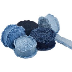 슈퍼피딩 5롤 10야드 프린지 패브릭 리본 0.98인치 폭 데님 포장 프레이드 코튼 진 선물 헤어 재봉 액세서리 웨딩 데코