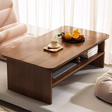 SeekFun 다용도 좌식 테이블 책상 2단 수납 공간 티테이블 800mm 호두나무, 호두색