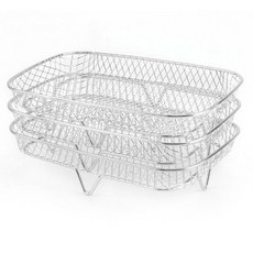 에어프라이어 그릴 랙 렉 액세서리 다용도 실용적, 3단 스테인리스 직사각형 샌딩 마감, 기본 모델명/품번