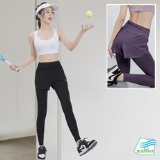 BODYAIR 假兩件高腰修身九分運動褲