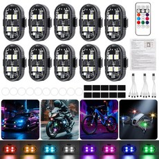10PCS 4-LED Wireless LED Strobe Lights with Remote Control 8 Colors High Brightness USB-C Recharg, Upgraded 10PCS 4-LED Wireless